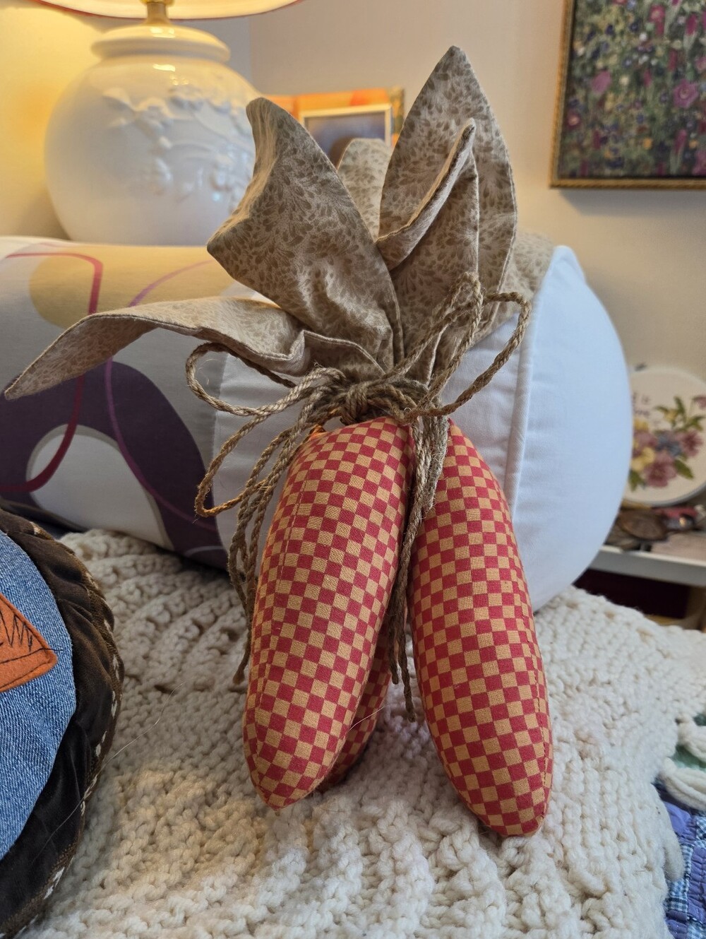 Handmade Rustic Fabric Twine Tied Carrots Farmhouse Fall Decor